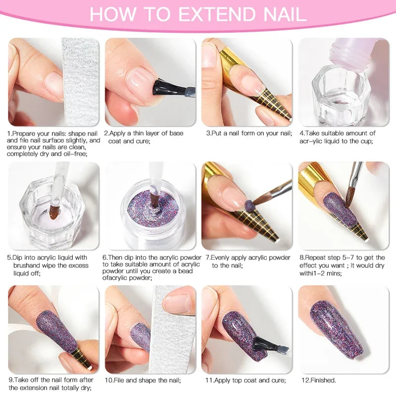 MTSSII 8pc Acrylic Nail Powder Set with Brush