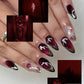 24PCS Wine Red Almond Press-On Nails with Rabbit Design