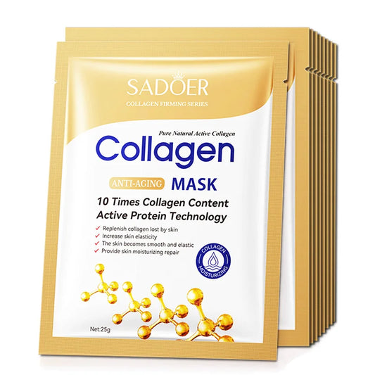 SADOER Collagen Anti-Wrinkle Face Sheet Mask – Moisturizing & Brightening Skincare (10pcs)