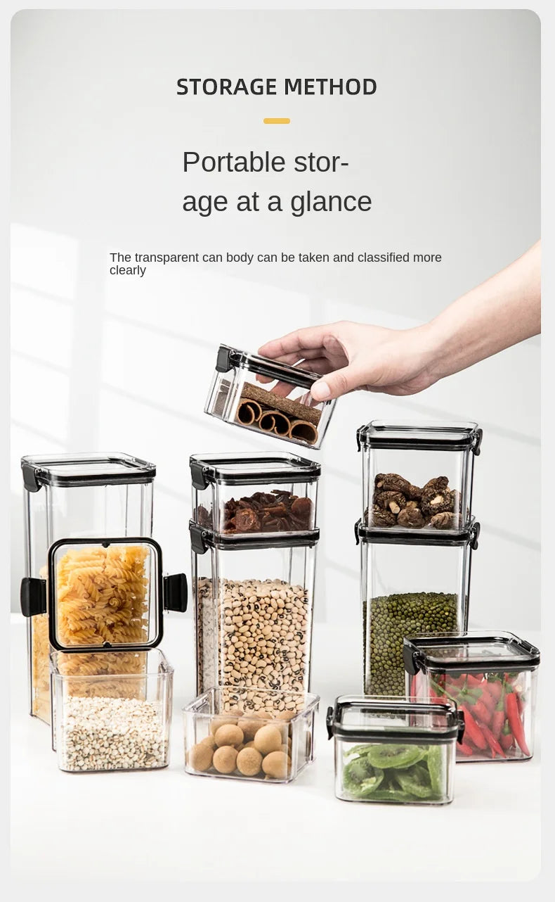 Sealed Kitchen Grain Storage Jars – Moisture-Proof Transparent Food Containers (460–1800ml)