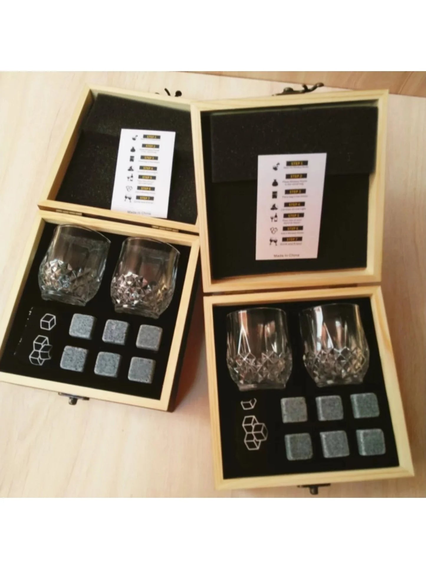 Whiskey Stones & Glasses Gift Set – Granite Chilling Stones