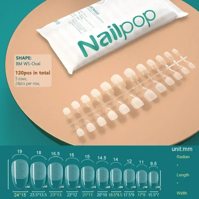 NAILPOP 120pcs Soft Gel Full Cover Press On Nails – Coffin Clear / Semi-Matte False Nail Tips - Roomsium