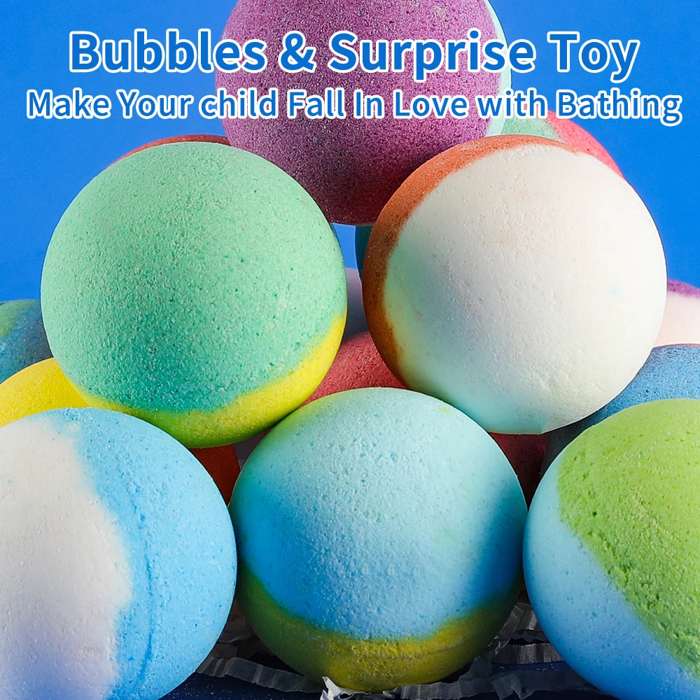 Kids Bath Bombs with Surprise Inside – 15 Pack Natural Bubble Bath Fizzy Gift Set
