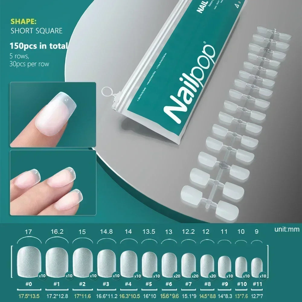 NAILPOP 120pcs Soft Gel Full Cover Press On Nails – Coffin Clear / Semi-Matte False Nail Tips - Roomsium