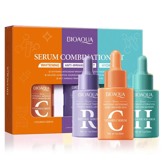 Vitamin C, Retinol & Hyaluronic Acid Serum Set – 3-Piece Facial Essence Kit - Roomsium