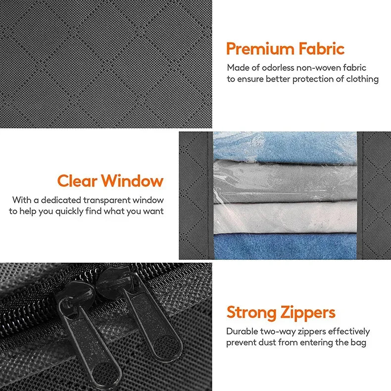 Large Capacity Clothes Storage Bag Foldable Closet Organizer