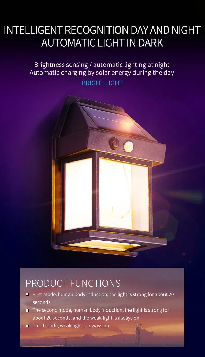 Solar Outdoor Waterproof LED Wall Light with Motion Sensor – IP65 Garden & Fence Lamp - Roomsium