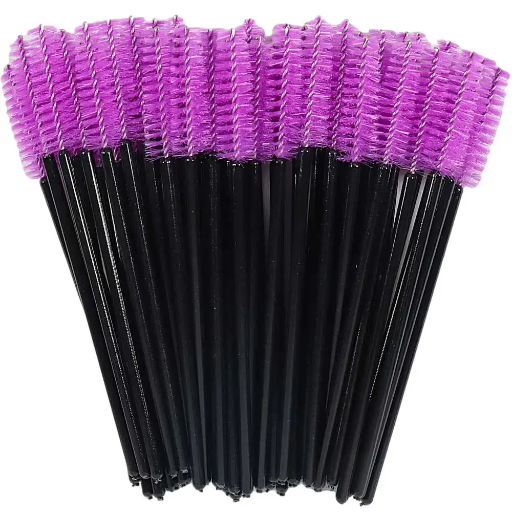 50PCS Disposable Eyelash & Eyebrow Brushes with Crystal Handle