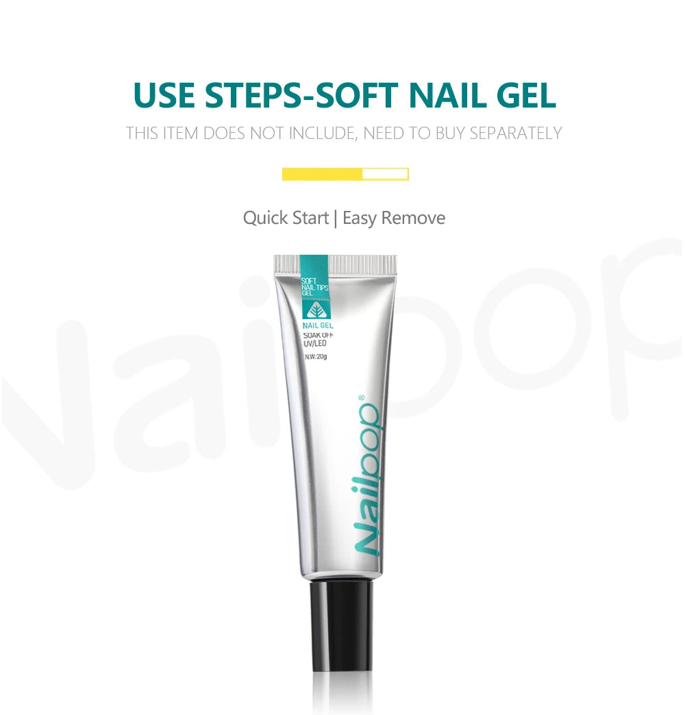 NAILPOP 120pcs Soft Gel Full Cover Press On Nails – Coffin Clear / Semi-Matte False Nail Tips - Roomsium