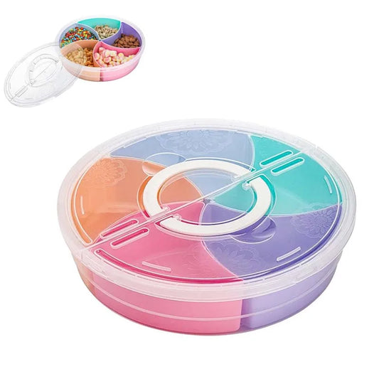 5 Compartment Snack Tray with Lid Portable Serving Box