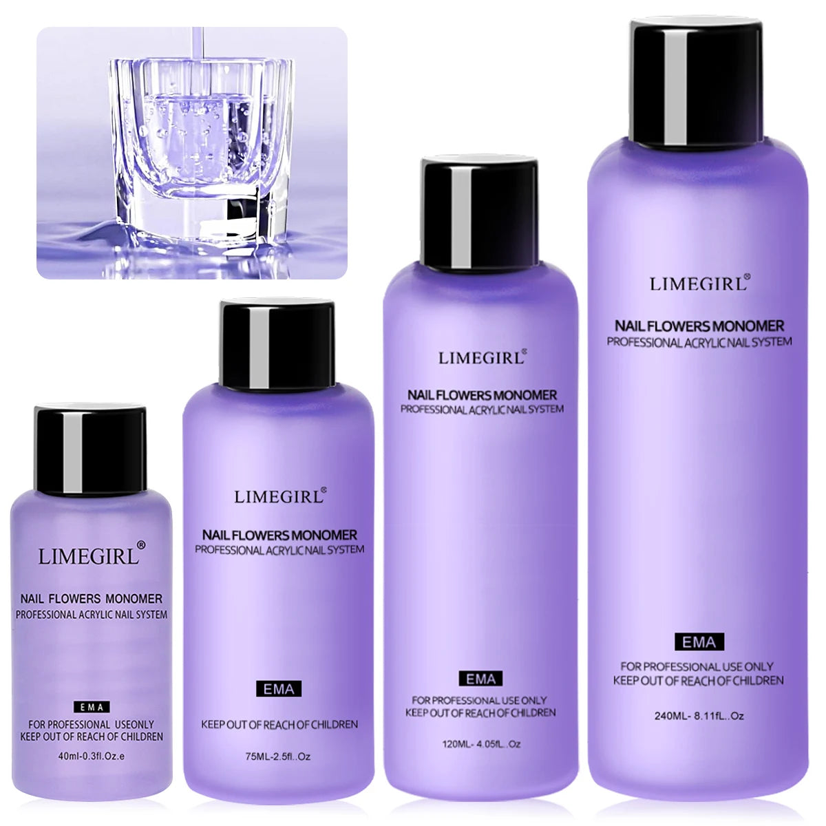 Limegirl Acrylic Liquid Monomer – Professional Nail Art Liquid (40–240ml) - Roomsium