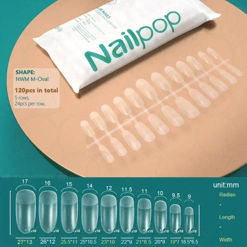 NAILPOP 120pcs Soft Gel Full Cover Press On Nails – Coffin Clear / Semi-Matte False Nail Tips - Roomsium