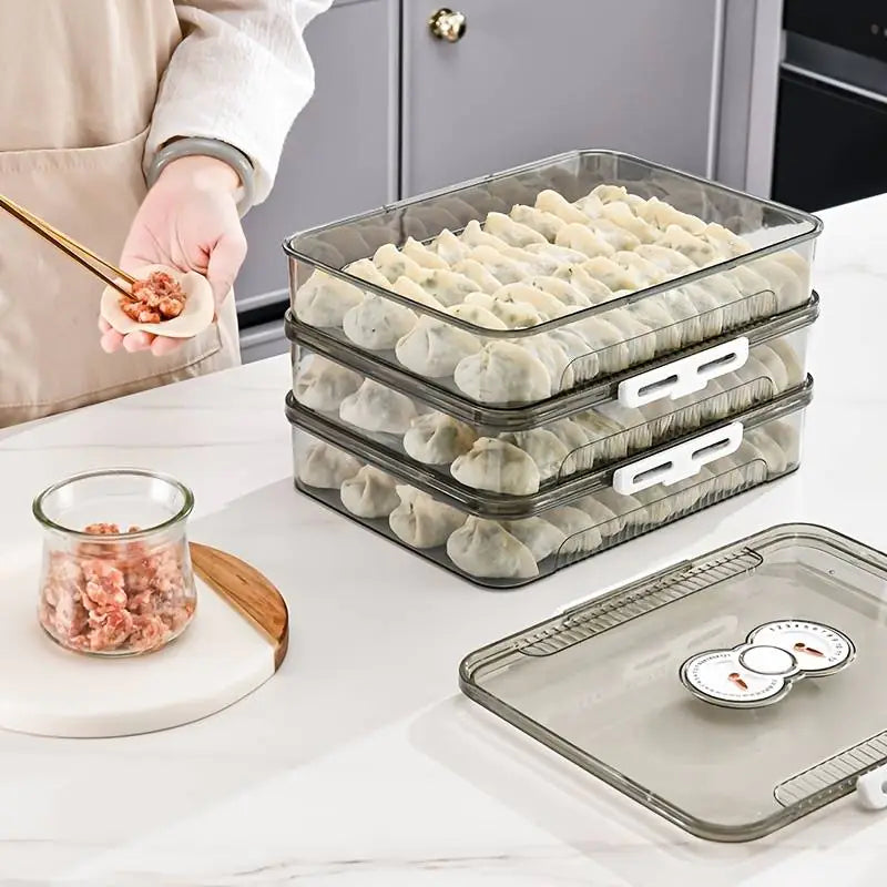 Transparent Dumpling Storage Box with Lid – Stackable Plastic Food Organizer (1pc)