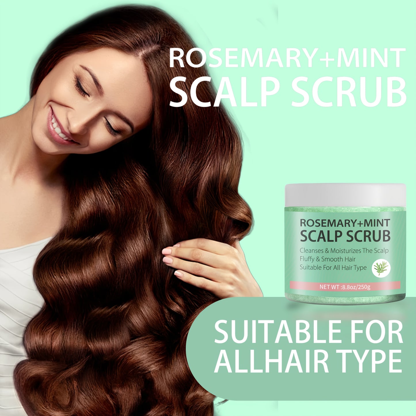 Rosemary Mint Scalp Scrub with Massager – Exfoliating Hair Care