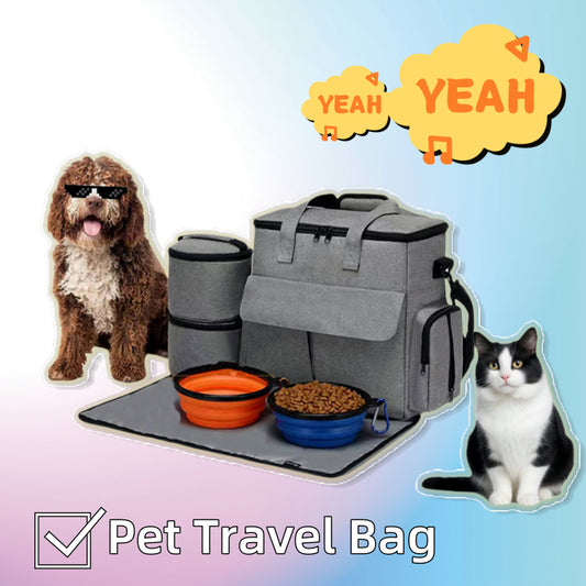 Dog Travel Bag Kit – Large Capacity Pet Organizer Backpack with Storage Set