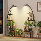 2pcs 7-Tier Bookshelf with Lights – Metal & Wood Display Unit