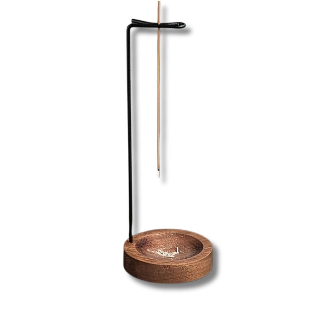 Zen-Inspired Incense Holder – Metal & Manufactured Wood with Ash Catcher