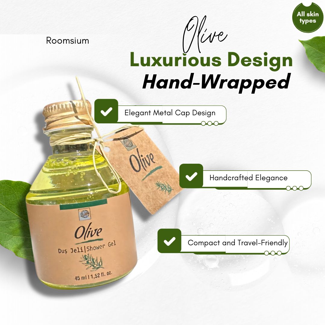 Roomsium Olive Guest Toiletries Set – 5-Piece Amenity Kit (125 / 250 / 500 Pieces) – Made in Turkey
