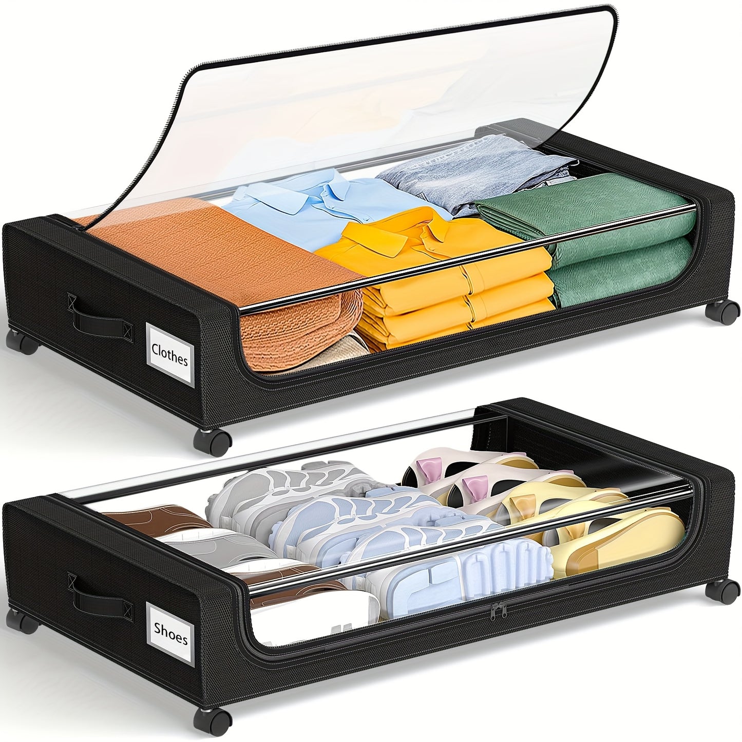 2-Pack Under Bed Storage with Wheels – 60L Each