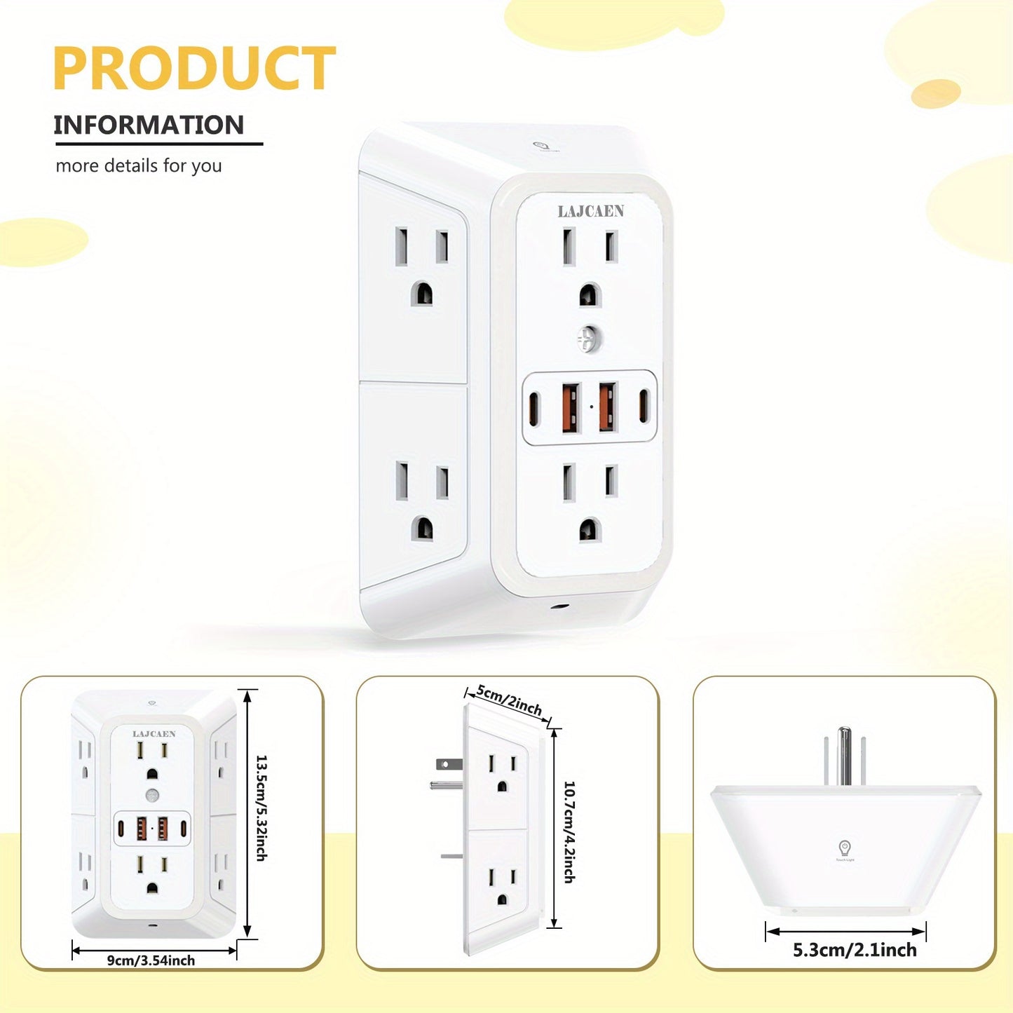 10-in-1 USB Wall Charger Surge Protector with Night Light