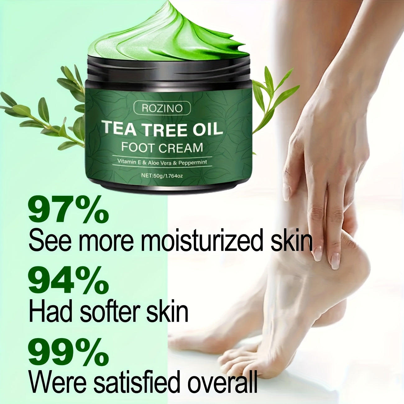 ROZINO Tea Tree & Aloe Vera Foot Cream 2-Pack