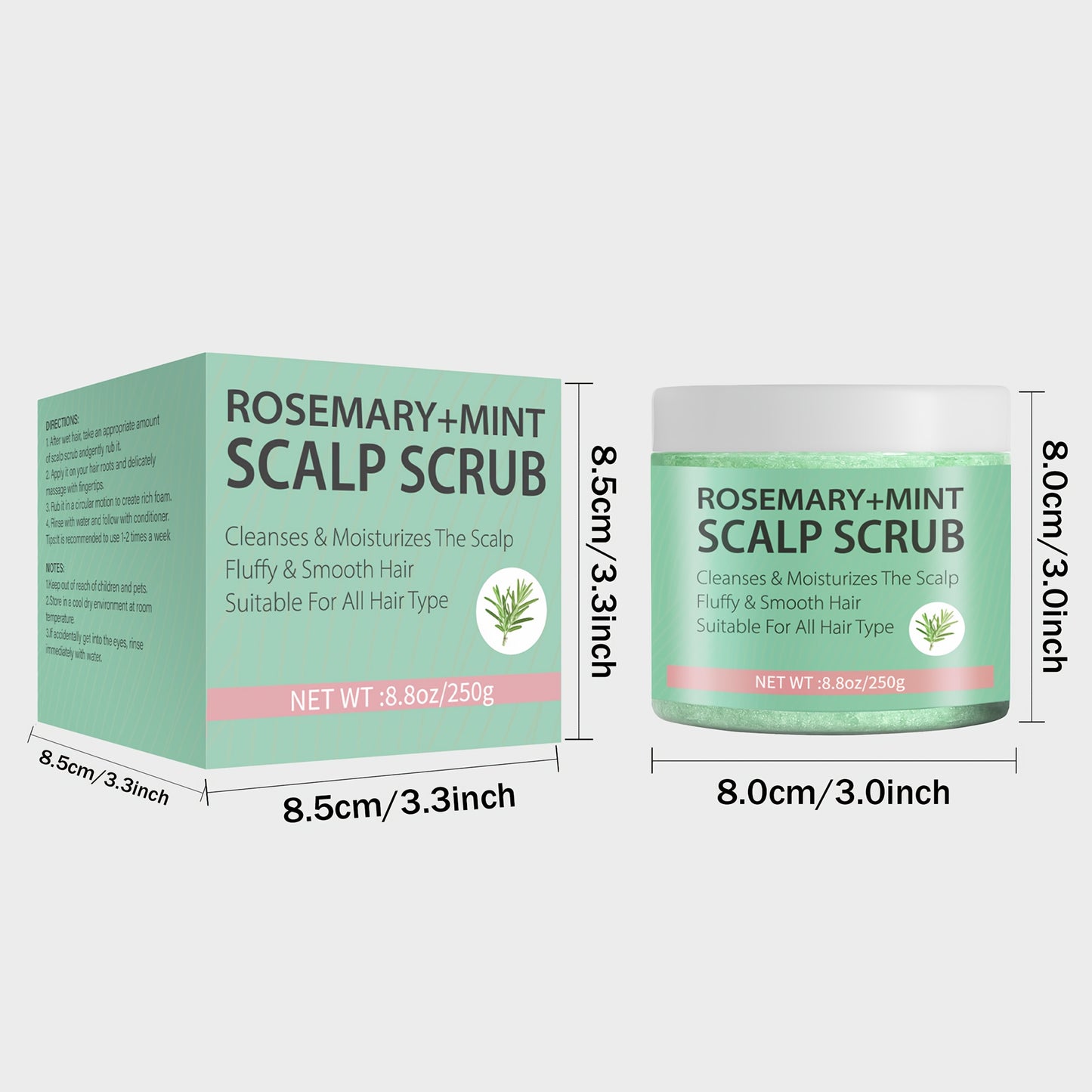 Rosemary Mint Scalp Scrub with Massager – Exfoliating Hair Care
