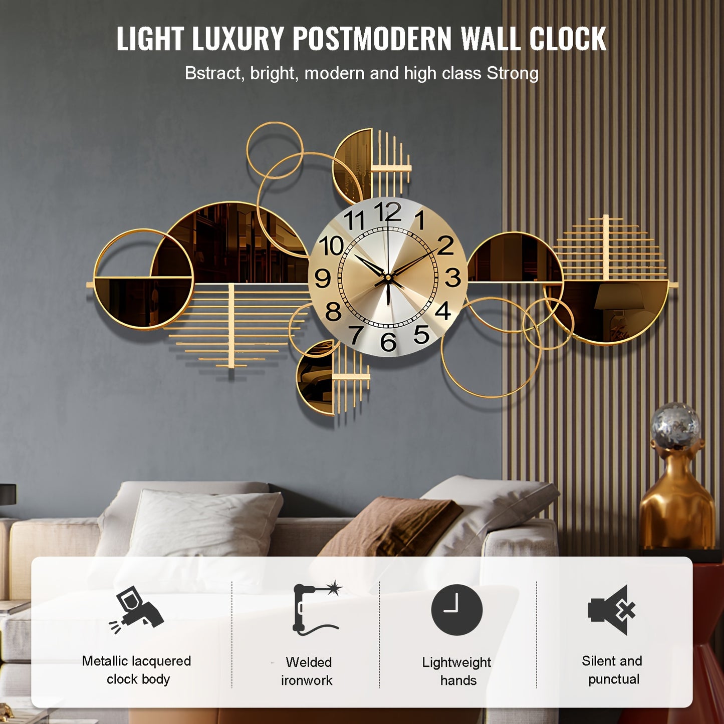 3D Metal Wall Art Clock – Modern Decorative Silent Wall Clock
