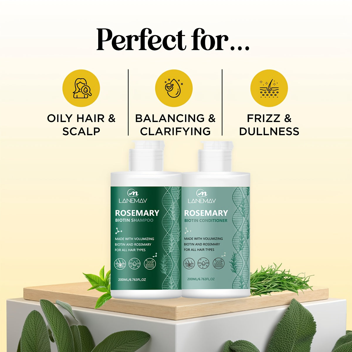Lanemay Rosemary & Biotin Shampoo and Conditioner Set – Hair Care Duo