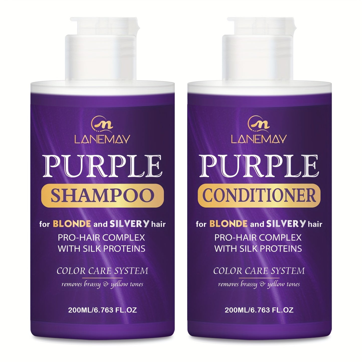 lanemay Purple Shampoo & Conditioner Set – For Blonde & Silver Hair