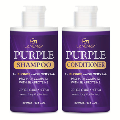 lanemay Purple Shampoo & Conditioner Set – For Blonde & Silver Hair