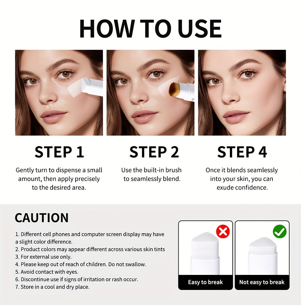 Color-Adapting Foundation Stick – Matte Coverage with Dual Brush