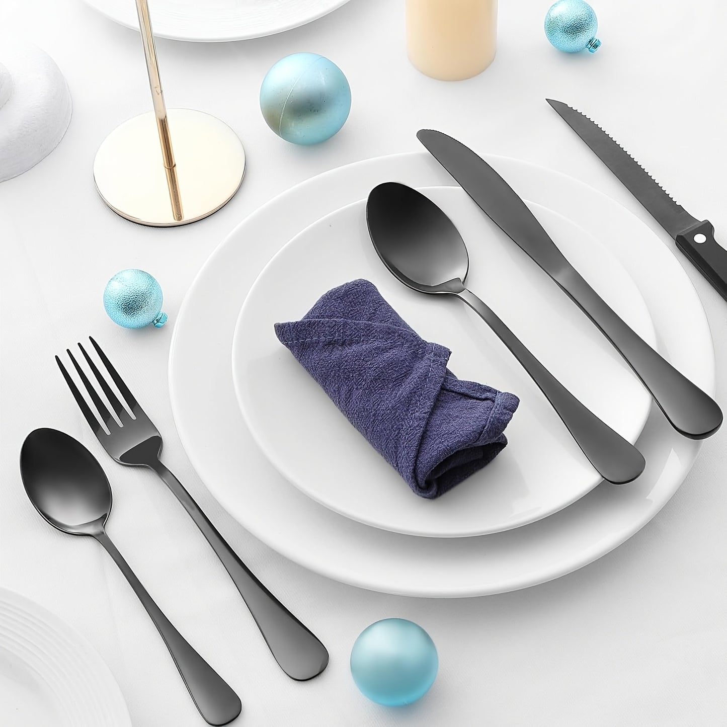 24/48-Piece Stainless Steel Silverware Set with Steak Knives – Mirror-Polished Tableware