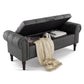 Storage Bench Ottoman with Rolled Arm & Tufted Detail – Linen Upholstered Bedroom & Entryway Bench