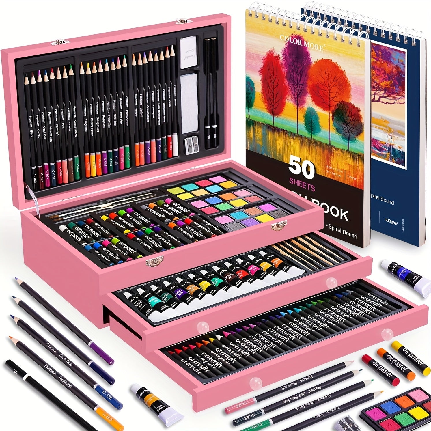 175-Piece Deluxe Art Set in Wooden Case – Complete Art Kit - Roomsium