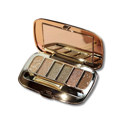 6-Color Diamond Shimmer Eyeshadow Palette with Brush & Mirror
