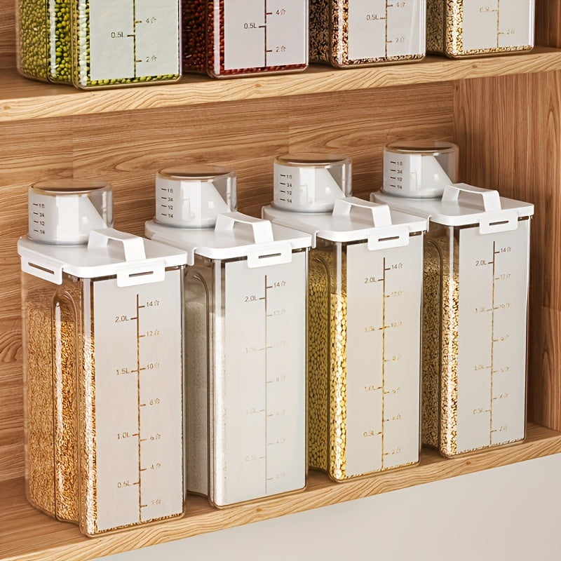 4pcs Rice & Dry Grain Storage Containers – 5lb Capacity with Flip-Top Pouring Lid