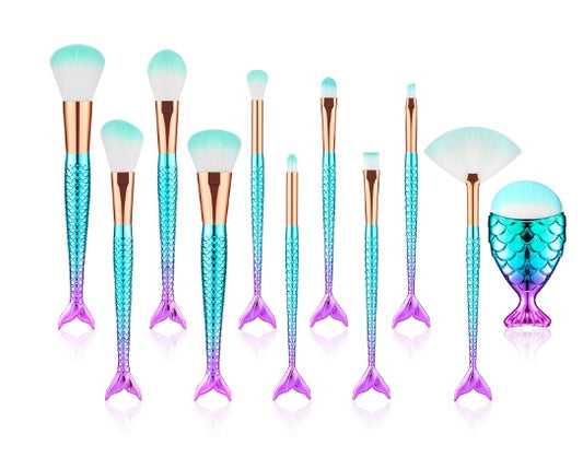 11PCS Mermaid Makeup Brush Set – Cosmetic Kit