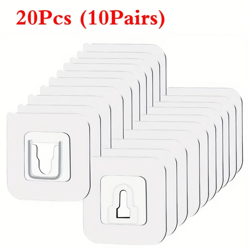10-Pack Adhesive Wall Hooks – No-Drill Waterproof Utility Hooks for Kitchen & Bathroom