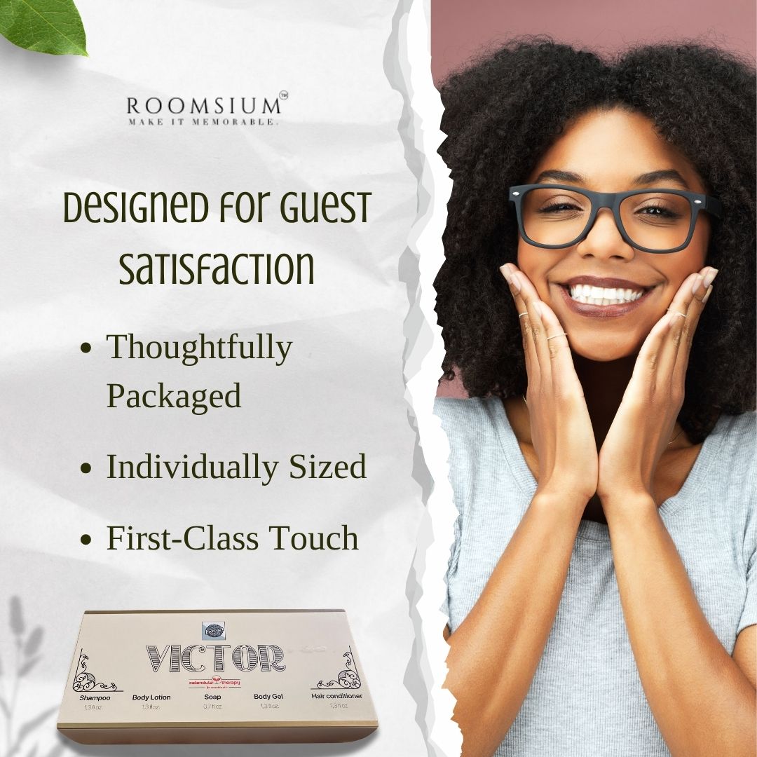 Roomsium Victor 75-Piece Guest Toiletries Set – Luxury Guest Bathroom Supplies | Made in Turkey