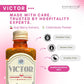 Victor calendula therapy bottle with product details on a pink background