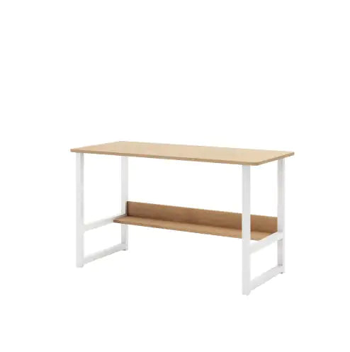 Light Oak Computer Desk with Bookshelf – Modern Home Office - Roomsium
