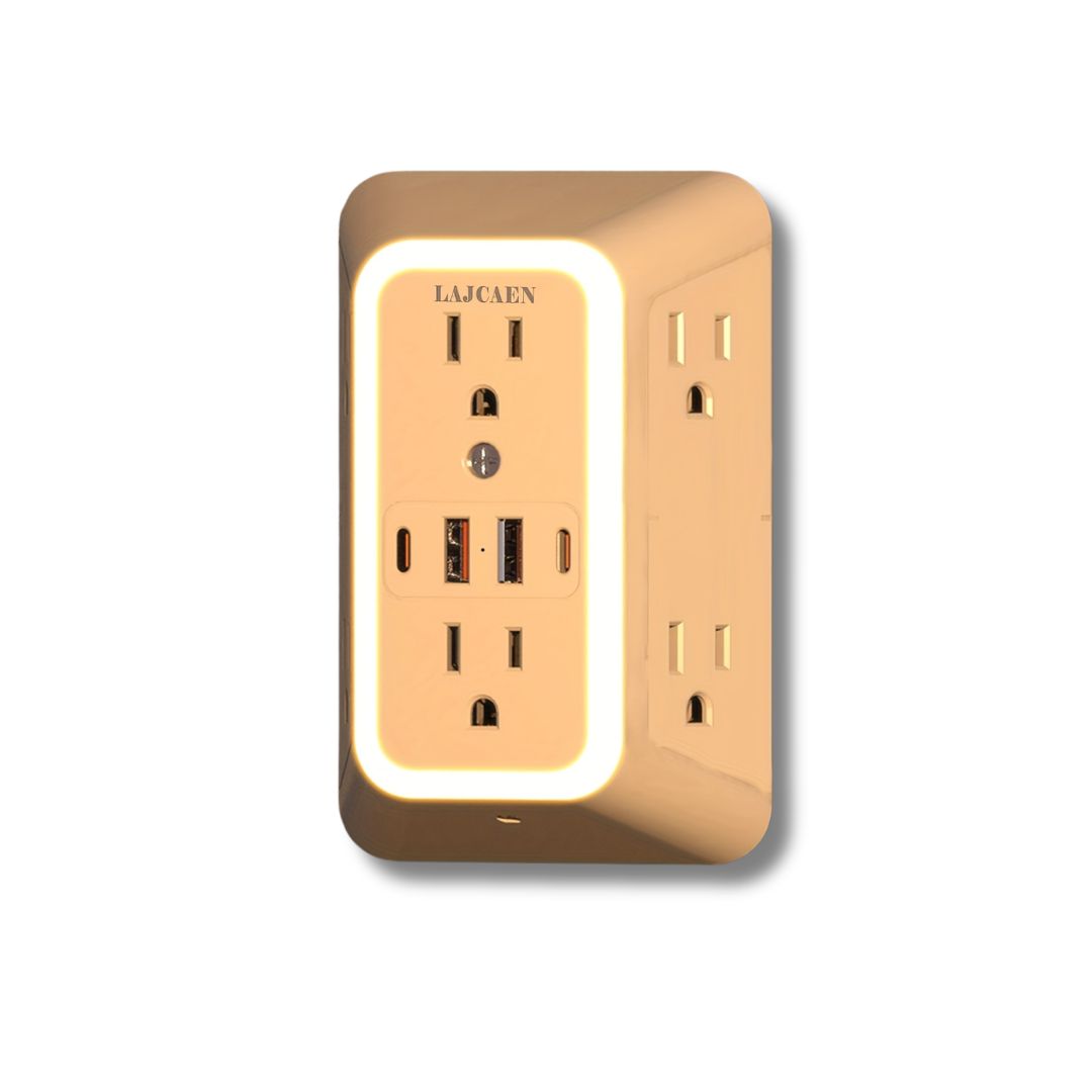10-in-1 USB Wall Charger Surge Protector with Night Light