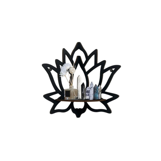 Wooden Lotus Corner Shelf Aromatherapy Organizer